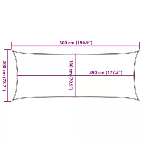  sötétzöld HDPE napvitorla 160 g/m² 2 x 5 m