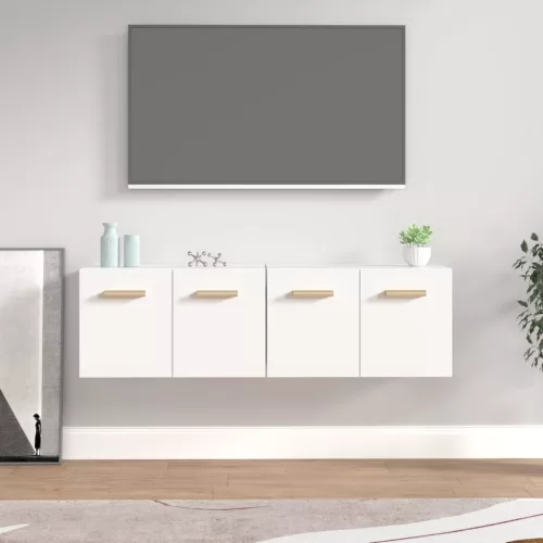  2 db fehér szerelt fa faliszekrény 60 x 36,5 x 35 cm