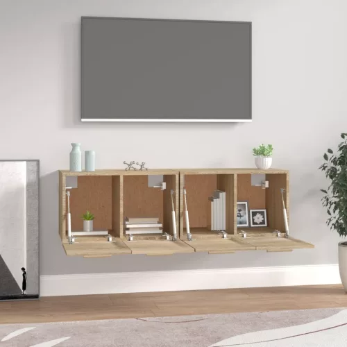  2 db sonoma tölgy színű szerelt fa faliszekrény 60x36,5x35 cm