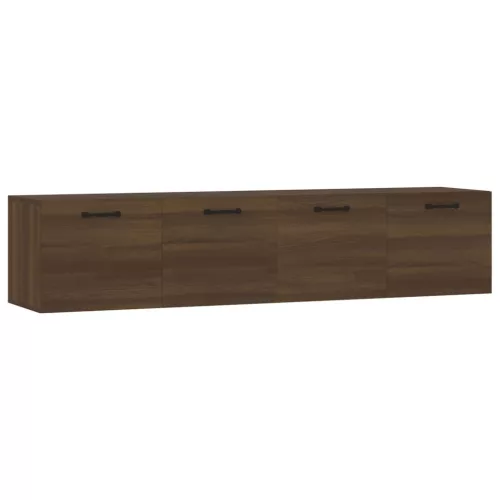  2 db barna tölgy színű szerelt fa faliszekrény 60x36,5x35 cm