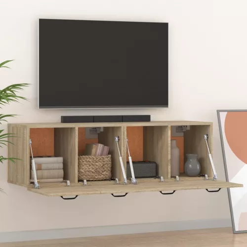  2 db sonoma tölgy színű szerelt fa faliszekrény 80x35x36,5 cm