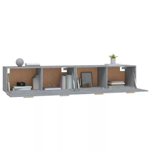  2 db szürke sonoma színű szerelt fa faliszekrény 100x36,5x35 cm