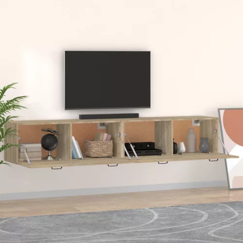  2 db sonoma tölgy színű szerelt fa faliszekrény 100x36,5x35 cm