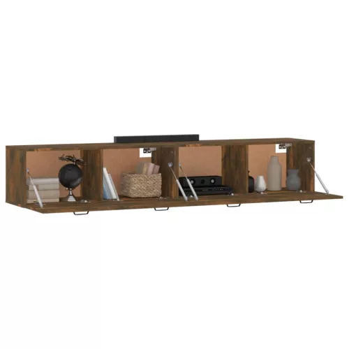  2 db füstös tölgy színű szerelt fa faliszekrény 100x36,5x35 cm