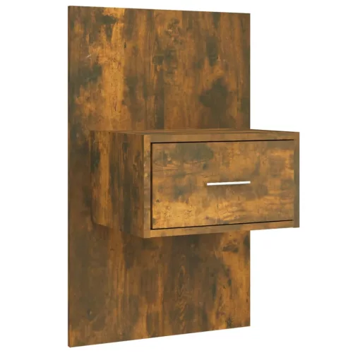  füstös tölgy színű szerelt fa ágyfejtámla szekrényekkel