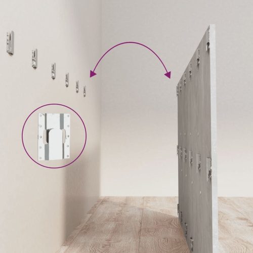  betonszürke szerelt fa ágyfejtámla szekrényekkel