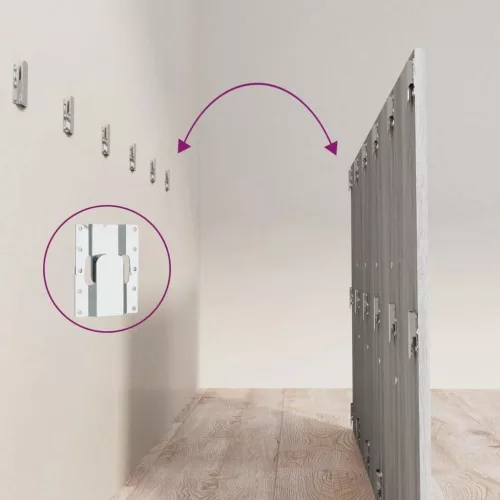  szürke sonoma színű szerelt fa ágyfejtámla szekrényekkel