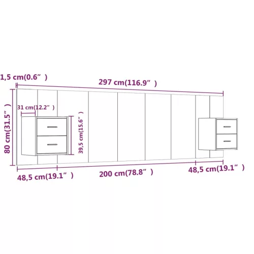  fehér szerelt fa ágyfejtámla szekrényekkel