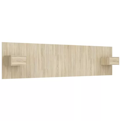  sonoma tölgy színű szerelt fa ágyfejtámla szekrényekkel