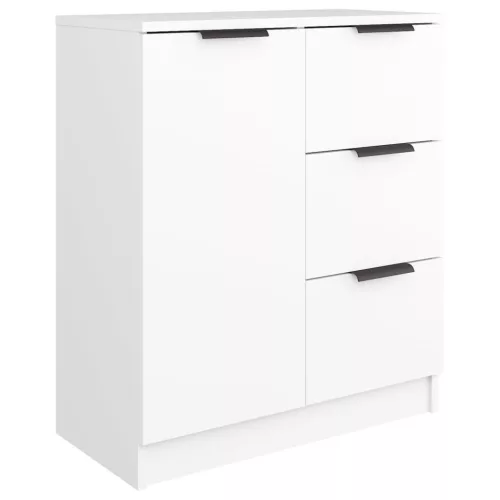  2 db fehér szerelt fa tálalóasztal 60 x 30 x 70 cm