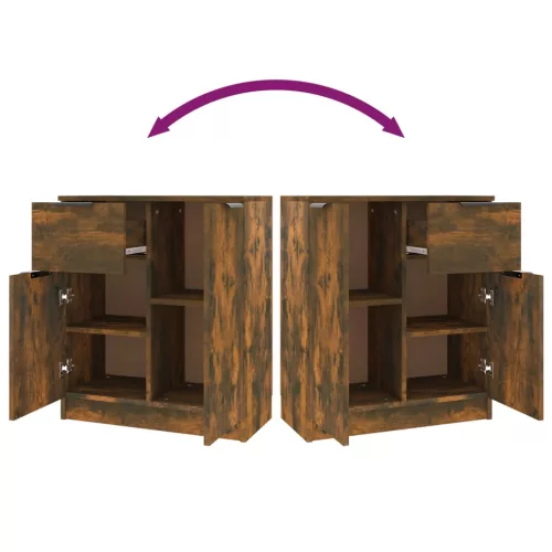  2 db füstös tölgyszínű szerelt fa tálalóasztal 60 x 30 x 70 cm