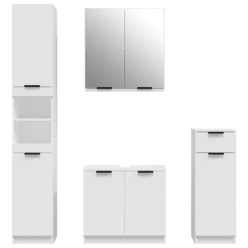  4 részes fehér szerelt fa fürdőszobaszekrény-szett