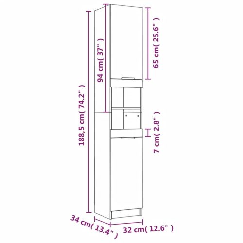  4 részes szürke sonoma szerelt fa fürdőszoba szekrényszett