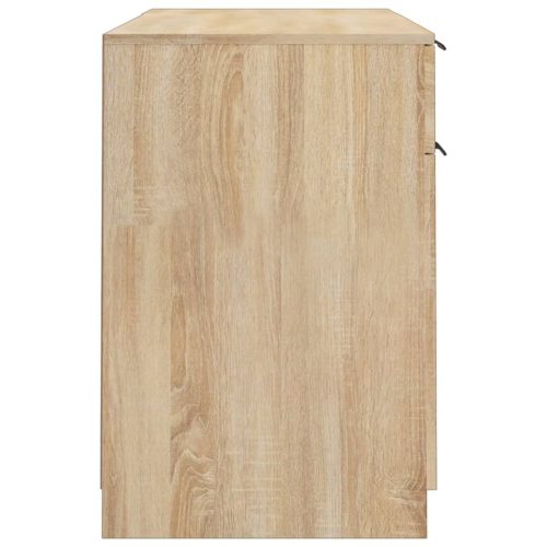  sonoma-tölgyszínű szerelt fa íróasztal szekrénnyel