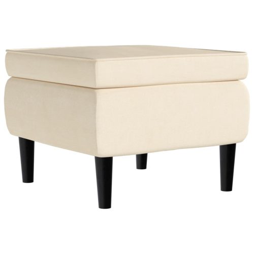  krémszínű bársony magas háttámlájú fotel lábtartóval