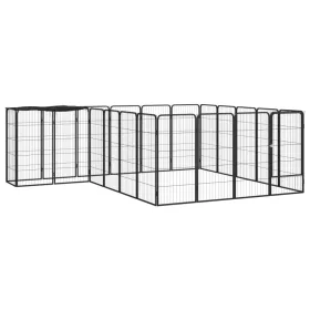  22-paneles fekete porszórt acél kutyakennel 50 x 100 cm