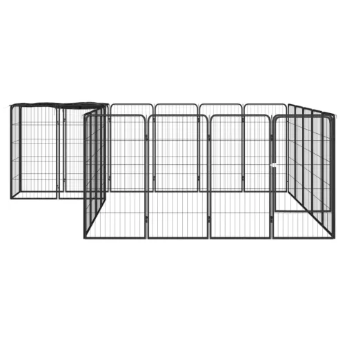  22-paneles fekete porszórt acél kutyakennel 50 x 100 cm