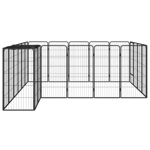  22-paneles fekete porszórt acél kutyakennel 50 x 100 cm