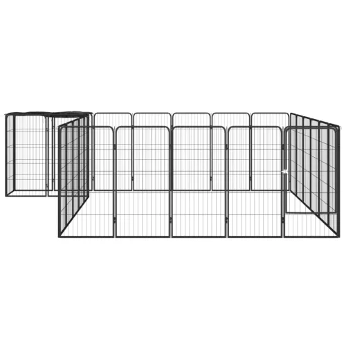  26-paneles fekete porszórt acél kutyakennel 50 x 100 cm