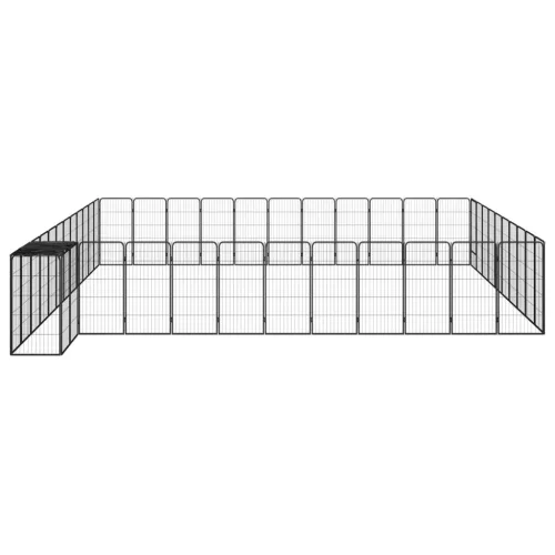  46-paneles fekete porszórt acél kutyakennel 50 x 100 cm