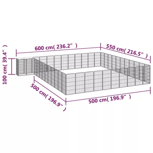  46-paneles fekete porszórt acél kutyakennel 50 x 100 cm