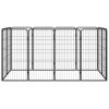  12-paneles fekete porszórt acél kutyakennel 50 x 100 cm