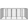  16-paneles fekete porszórt acél kutyakennel 50 x 100 cm