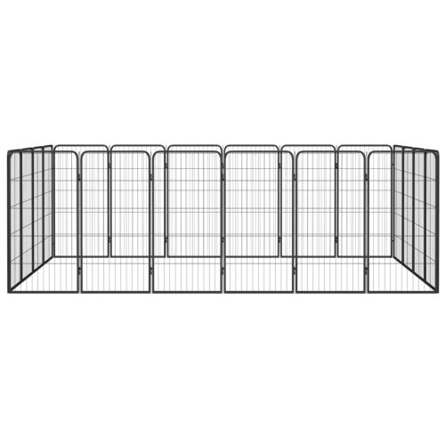  20-paneles fekete porszórt acél kutyakennel 50 x 100 cm
