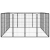 20-paneles fekete porszórt acél kutyakennel 50 x 100 cm