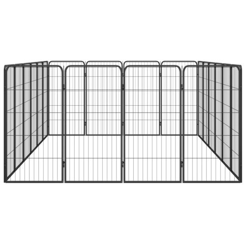  20-paneles fekete porszórt acél kutyakennel 50 x 100 cm