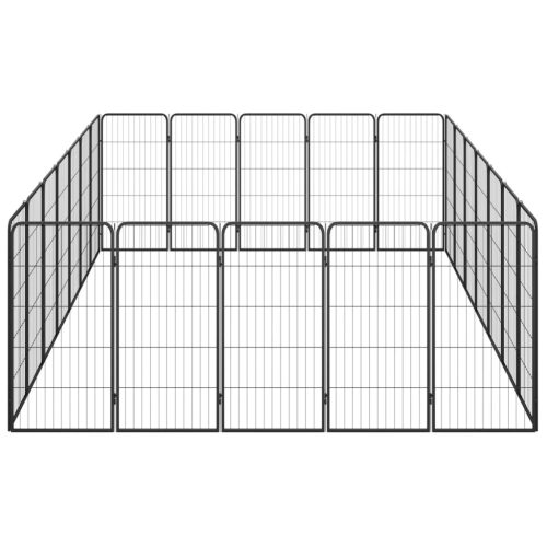  24 paneles fekete porszórt acél kutyakennel 50 x 100 cm