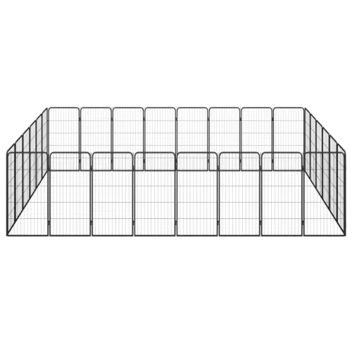  28-paneles fekete porszórt acél kutyakennel 50 x 100 cm