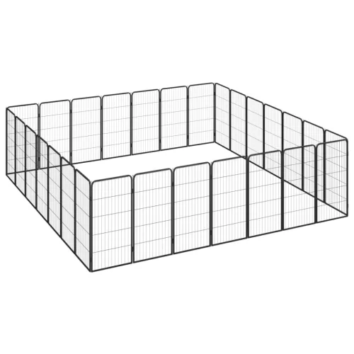  28-paneles fekete porszórt acél kutyakennel 50 x 100 cm