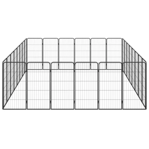  28-paneles fekete porszórt acél kutyakennel 50 x 100 cm