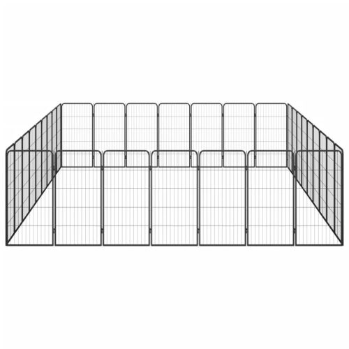  32-paneles fekete porszórt acél kutyakennel 50 x 100 cm