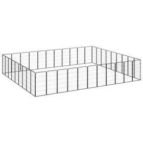  40-paneles fekete porszórt acél kutyakennel 50 x 100 cm