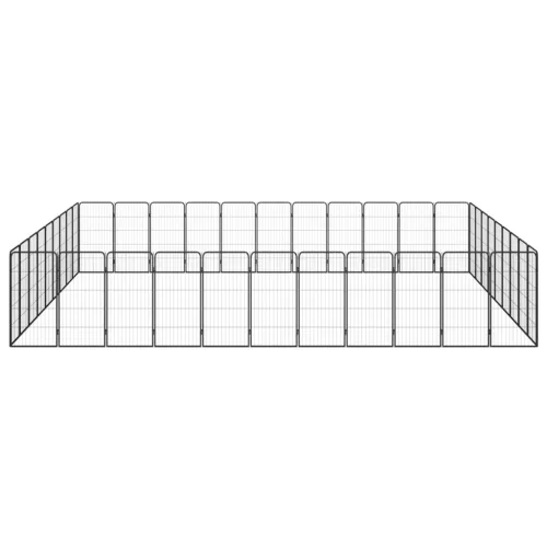  40-paneles fekete porszórt acél kutyakennel 50 x 100 cm