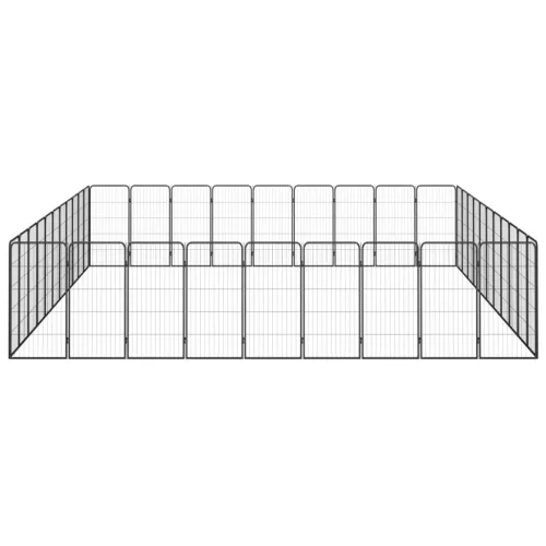  40-paneles fekete porszórt acél kutyakennel 50 x 100 cm
