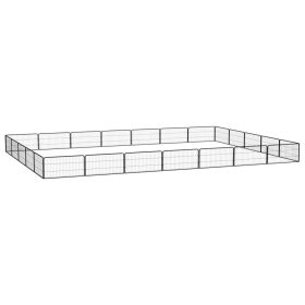  24 paneles fekete porszórt acél kutyakennel 100 x 50 cm