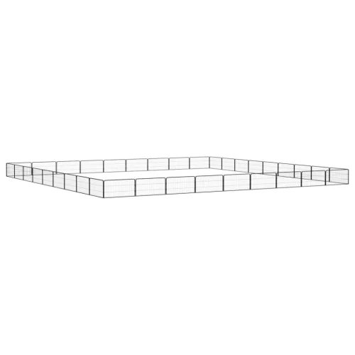  36-paneles fekete porszórt acél kutyakennel 100 x 50 cm
