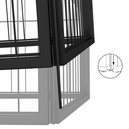  8-paneles fekete porszórt acél kutyakennel 100 x 50 cm