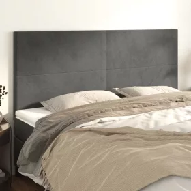  4 db sötétszürke bársony fejtámla 90x5x78/88 cm