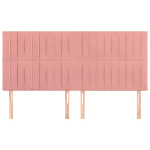  4 db rózsaszín bársony fejtámla 90 x 5 x 78/88 cm