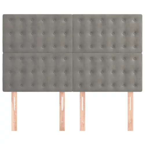  4 db világosszürke bársony fejtámla 72 x 5 x 78/88 cm