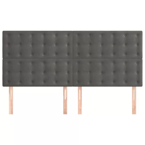  4 db sötétszürke bársony fejtámla 80 x 5 x 78/88 cm