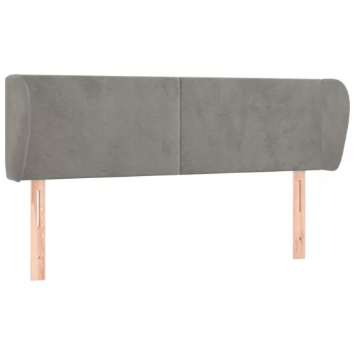  világosszürke bársony fejtámla szárnyakkal 147x23x78/88 cm