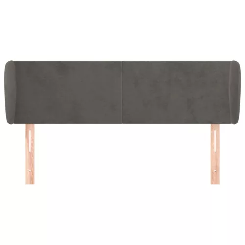  sötétszürke bársony fejtámla szárnyakkal 147x23x78/88 cm