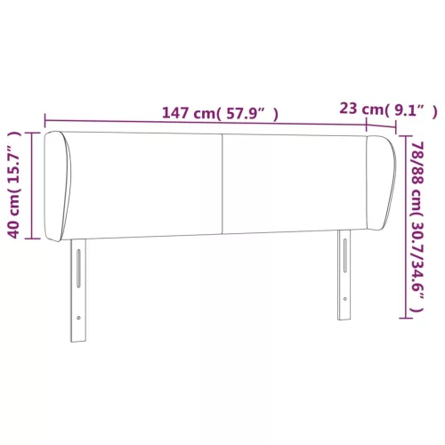  sötétszürke bársony fejtámla szárnyakkal 147x23x78/88 cm