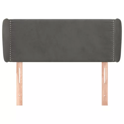  sötétszürke bársony fejtámla szárnyakkal 103x23x78/88 cm