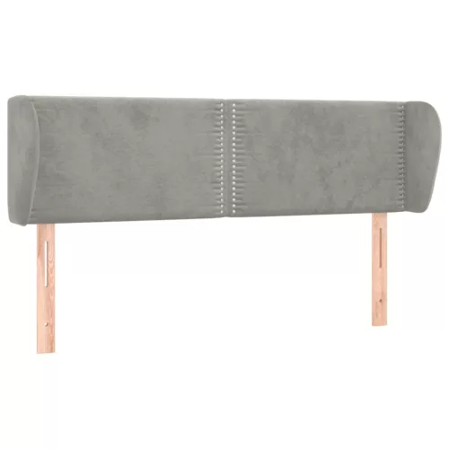  világosszürke bársony fejtámla szárnyakkal 147x23x78/88 cm